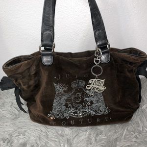 Juicy Couture medium black velvet handbag